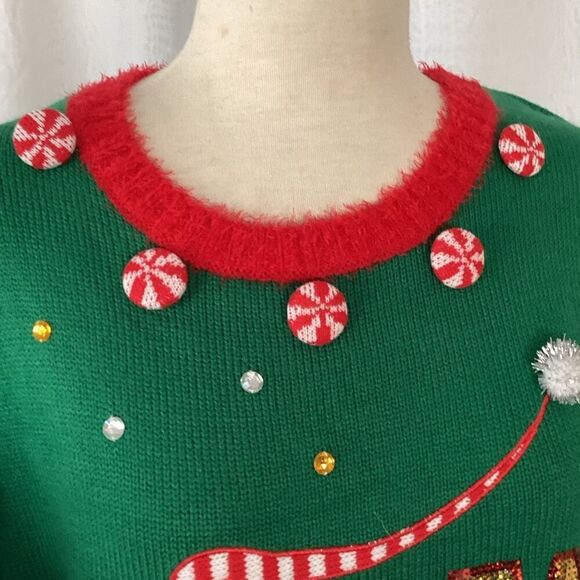 Holiday Time Treat Your Elf Ugly Christmas Sweater Women’s L 12/14 - Picture 4 of 6